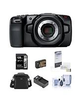 Blackmagic Design Blackmagic Design Pocket Cinema Camera 4K, Bundle, Extra Battery, Smart Charger, 128GB Memory Card, Shoulder Bag, Screen Protector,