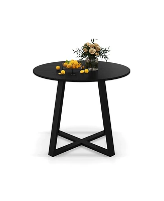 Mid-Century Round Dining Table with Pedestal Base for Dining Room