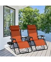 2 Pieces Folding Lounge Chair with Zero Gravity