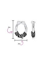 Bling Jewelry Bali Style Tribal Swirl Cartilage Ear Stud Oxidized Sterling Silver Hoop