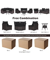 Gymax 4PCS Wicker Patio Sofa Set Rattan Outdoor Furniture Set w/ Cushions