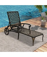 Mondawe Outdoor Cast Aluminum Chaise Lounge Chair with Cushion