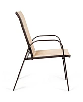4PCS Patio Chairs Dining Chair Garden Deck Yard W/Armrest
