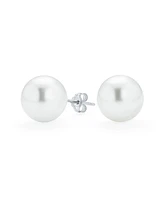 Bling Jewelry Set of 3 Grey Pink White Simulated Pearl Ball Stud Earrings Sterling Silver 12MM