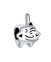 Bling Jewelry Set of 2 Smiling Tooth and Fairy Dentist Charm Bead Oxidized Sterling Silver