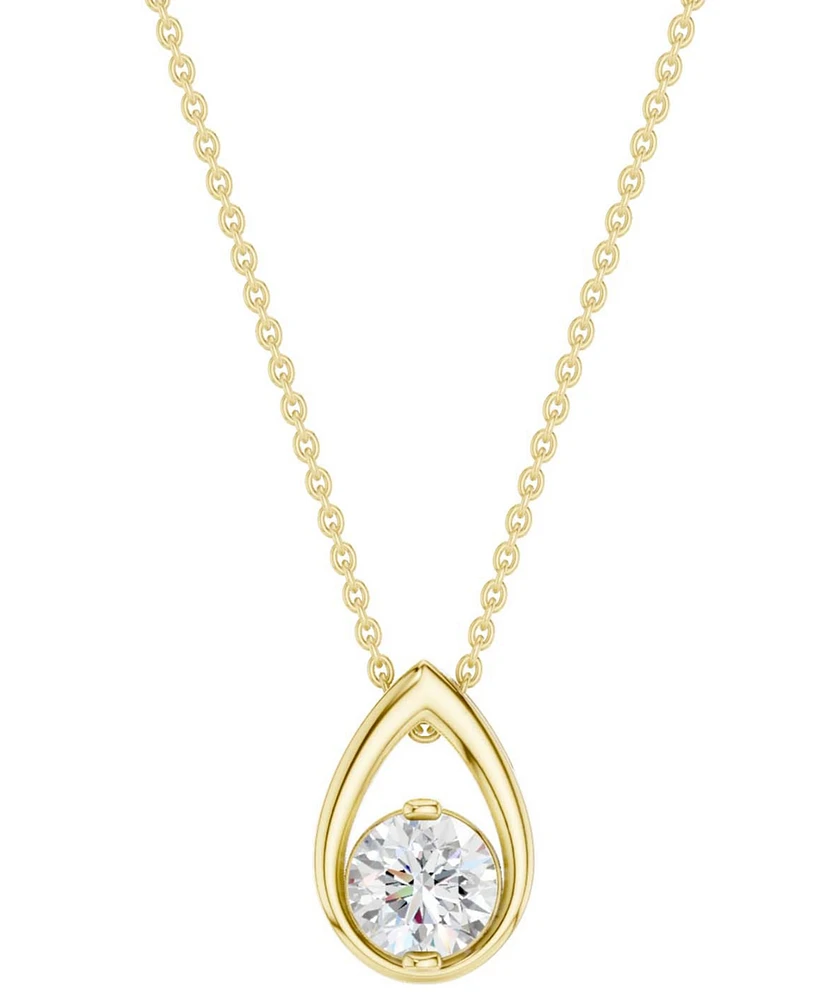 Diamond Tear-Shape Pendant Necklace (1/6 ct. t.w.) in 14k Yellow Gold, 16" + 2" extender