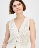 And Now This Women's Lace-Trim Button-Front Sweater Vest