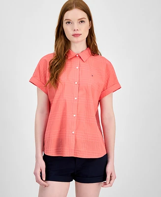Tommy Hilfiger Women's Dobby Cotton Modern Camp Shirt