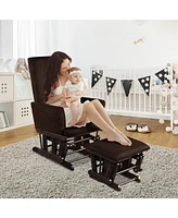 Costway Baby Nursery Relax Rocker Rocking Chair Glider & Ottoman Set w/Cushion