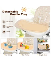 Costway Toddler Folding High Chair Dining Chair w/ 6-Level Height Adjustment