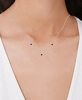 Lab Grown Ruby Bezel Station 18" Collar Necklace (1 ct. t.w.) in Sterling Silver