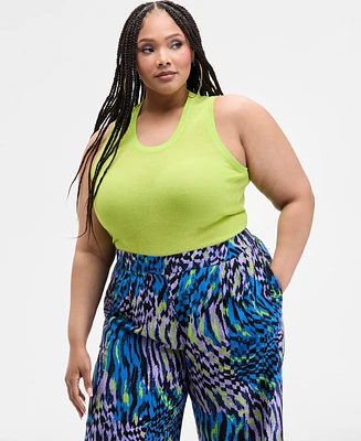 Nina Parker Trendy Plus Sheer Sweater-Knit Tank
