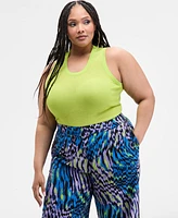 Nina Parker Trendy Plus Sheer Sweater-Knit Tank