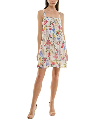 Taylor Women's Printed Drop-Waist Sleeveless Mini Dress