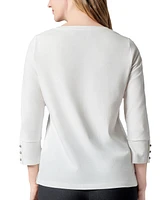 Kasper Women's Scoop-Neck 3/4-Sleeve Blouse