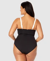 Anne Cole Plus Mesh-Trim One-Piece Swimsuit