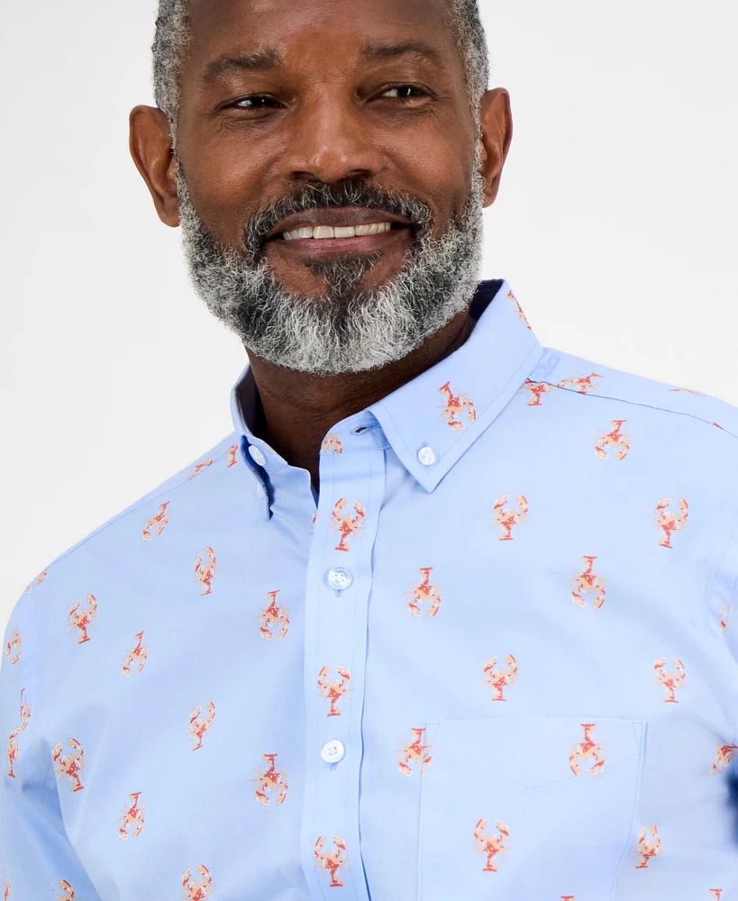 Club Room Men's Short Sleeve Lobster Print Button-Down Shirt, Exclusively at Macy's
