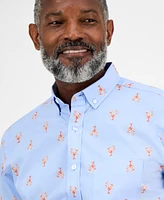 Club Room Men's Short Sleeve Lobster Print Button-Down Shirt, Exclusively at Macy's