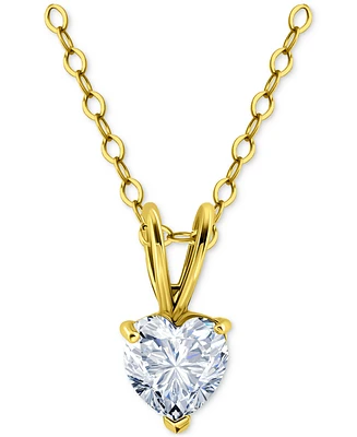 Giani Bernini Cubic Zirconia Heart Pendant Necklace 18k Gold-Plated Sterling Silver (also Silver), 16" + 2" extender, Exclusively at Ma
