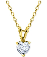 Giani Bernini Cubic Zirconia Heart Pendant Necklace 18k Gold-Plated Sterling Silver (also Silver), 16" + 2" extender, Exclusively at Ma