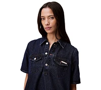 Calvin Klein Jeans Women's Relaxed Denim Mini Popover Dress