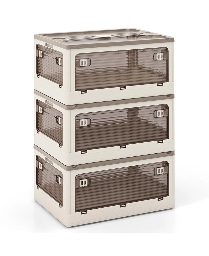 Stackable Storage Bins with 5-Way Opening Lids – 3-Pack Organizer Boxes for Pantry, Bedroom, or Utility Room