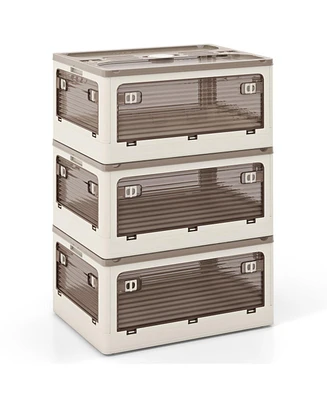 Stackable Storage Bins with 5-Way Opening Lids – 3-Pack Organizer Boxes for Pantry, Bedroom, or Utility Room