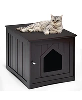 Gymax Weatherproof Multi-function Pet Cat House Outdoor Indoor Sidetable Nightstand