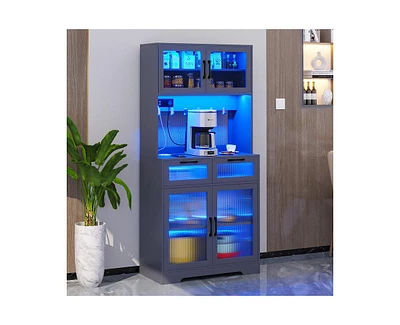 Vlsrka 67" Modern Led Sideboard Buffet Cabinet