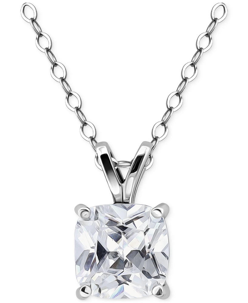 Giani Bernini Cubic Zirconia Cushion Solitaire Pendant Necklace, 16" + 2" extender, Exclusively at Macy's