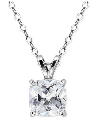 Giani Bernini Cubic Zirconia Cushion Solitaire Pendant Necklace, 16" + 2" extender, Exclusively at Macy's