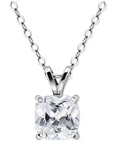 Giani Bernini Cubic Zirconia Cushion Solitaire Pendant Necklace, 16" + 2" extender, Exclusively at Macy's