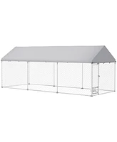 PawHut Dog Run with Adjustable & Rotatable Bowls, 19.7' x 7.5' x 7.5'