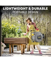 Silvel Retractable Garden Hose Reel, 1/2 x 110 ft Wall Mounted with 10 Pattern Nozzle, Any Length Lock, Slow Return System, 180&#