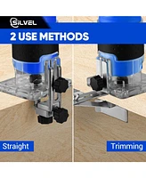 Silvel Wood Router, 800W Wood Routers for Woodworking, 6.5Amp 1.25HP Hand Wood Router Tool, 30000R/Min Compact Edge Trimmer with 15 1/4" Router Bit Se