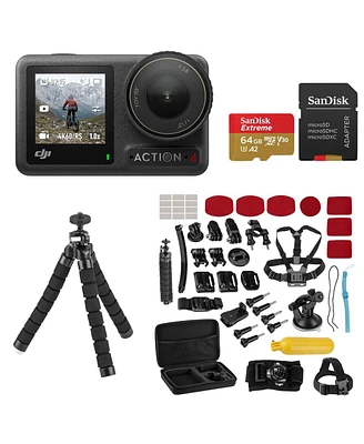 Dji Osmo Action 4 Camera Standard Combo, Bundle with Froggi Extreme Sport Accessory Kit and 64GB microSDXC Memory Card