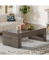 Tribesigns 51-Inch Rectangular Coffee Table for Living Room, Farmhouse Accent Center Cocktail Table with Thickened Wooden Base, Easy Assembly,Grey