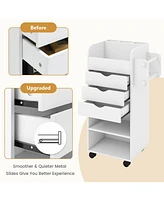 Utility Trolley with Open Shelves and 3 Drawers – Rolling Cart for Kitchen, Office, or Bathroom Organization