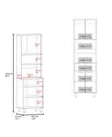 Bullhead City Kitchen Pantry with Open Storage and 4 Doors, White Oak and Wengue