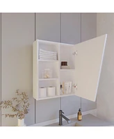 Pinedale Medicine Cabinet with Mirrored Door and Open Storage, White