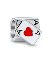 Bling Jewelry Set of 2 Welcome to Las Vegas and Poker Ace of Hearts Charm Bead Sterling Silver