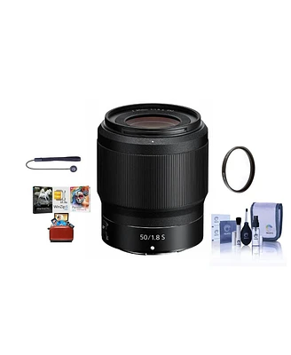 Nikon Nikkor Z 50mm f/1.8 S Lens for Z Series Mirrorless Cameras = Bundle With 62mm Uv Filter, Cleaning Kit, Capleash, Mac Software Package