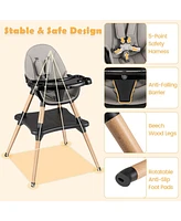 Costway Toddler 6 1 High Chair Convertible Highchair with 5-Point Harness