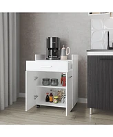 Burnside Kitchen Cart with 2 Doors and 1 Drawer, White