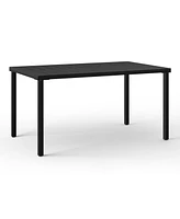 7-Piece Outdoor Metal Rectangle Patio Dining Table Set With Stackable Plastic Chairs For 6