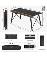 Naturehike Folding Igt Camping Table, Portable Outdoor Igt Cook System, Ultralight Aluminum Camp Table with Carry Bag for Car Camping Picnic