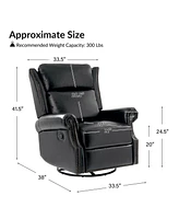 Paoletta Genuine Leather Manual Swivel Glider Recliner