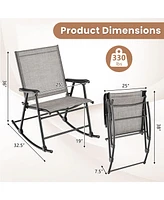 Folding Rocking Chair with Breathable Seat Fabric Set of 2