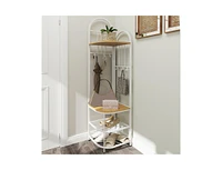 4-Tier Corner Hall Tree with Shoe Storage Bench – Coat Rack and Combo for Entryway or Mudroom