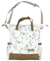 Peanuts Snoopy and Woodstock Convertible Canvas Tote Bag Purse With Backpack Straps And Adjustable Shoulder Strap